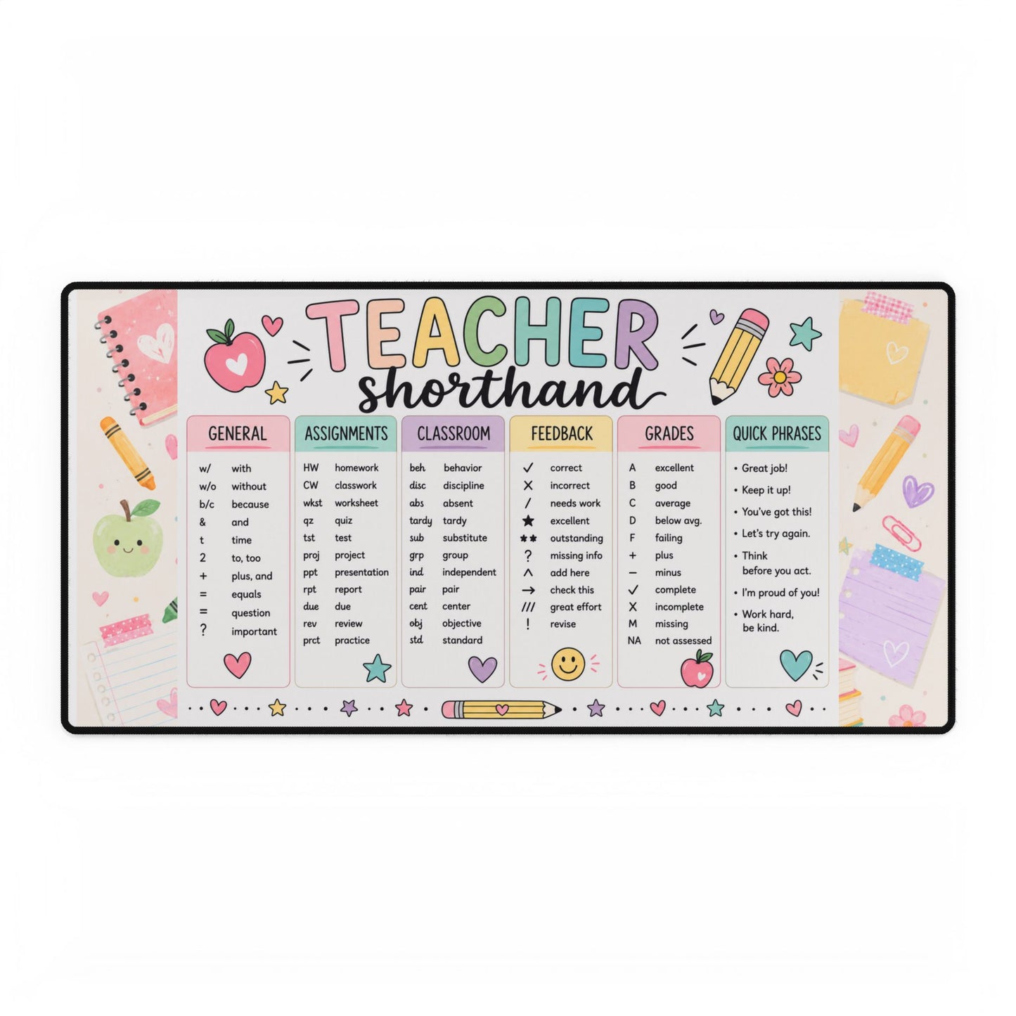 Teacher Shorthand desk mat